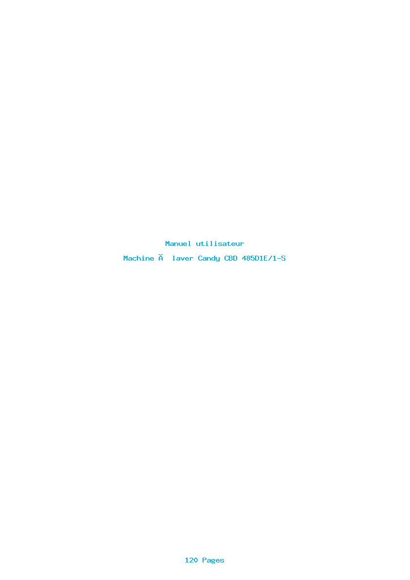 Page 1 de la notice Manuel utilisateur Candy CBD 485D1E/1-S