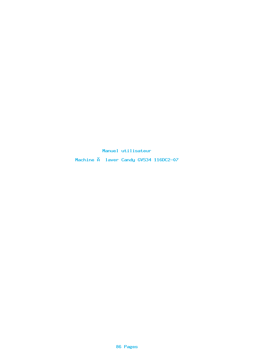 Page 1 de la notice Manuel utilisateur Candy GVS34 116DC2-07