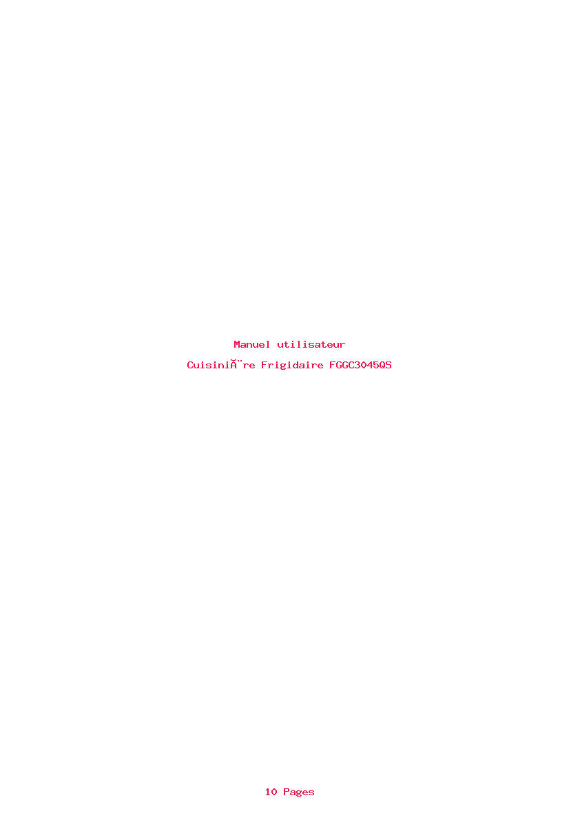Page 1 de la notice Manuel utilisateur Frigidaire FGGC3045QS