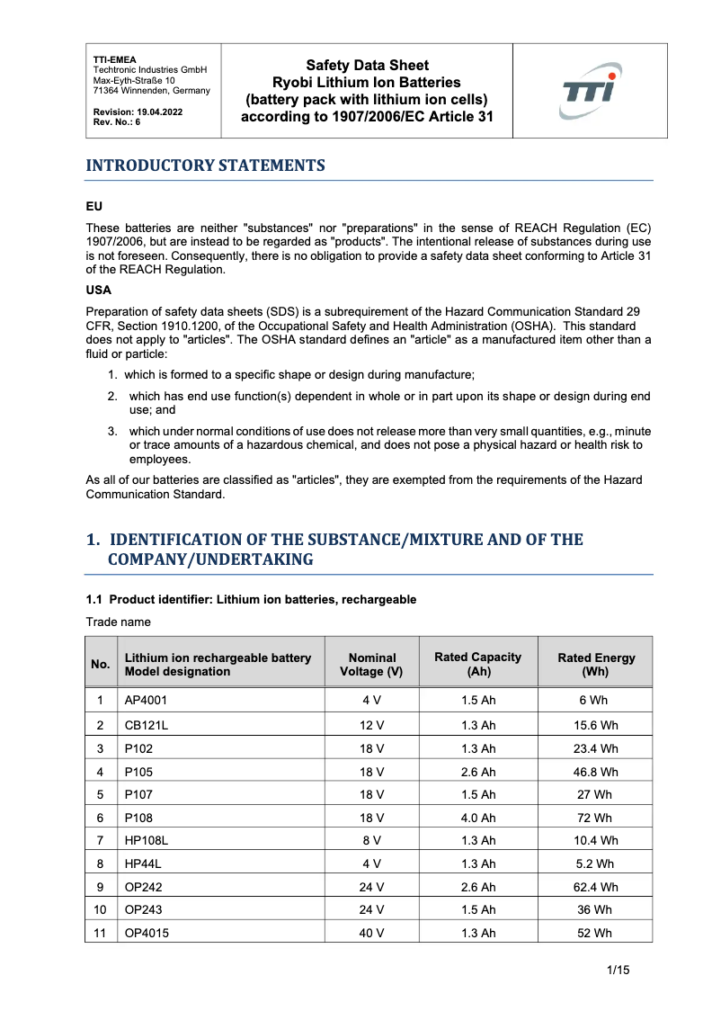 Page 1 de la notice Manuel utilisateur RYOBI One+ RB1820C