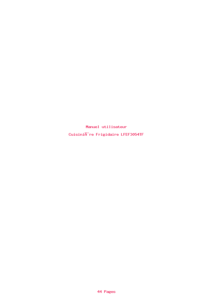 Page 1 de la notice Manuel utilisateur Frigidaire LFEF3054TF