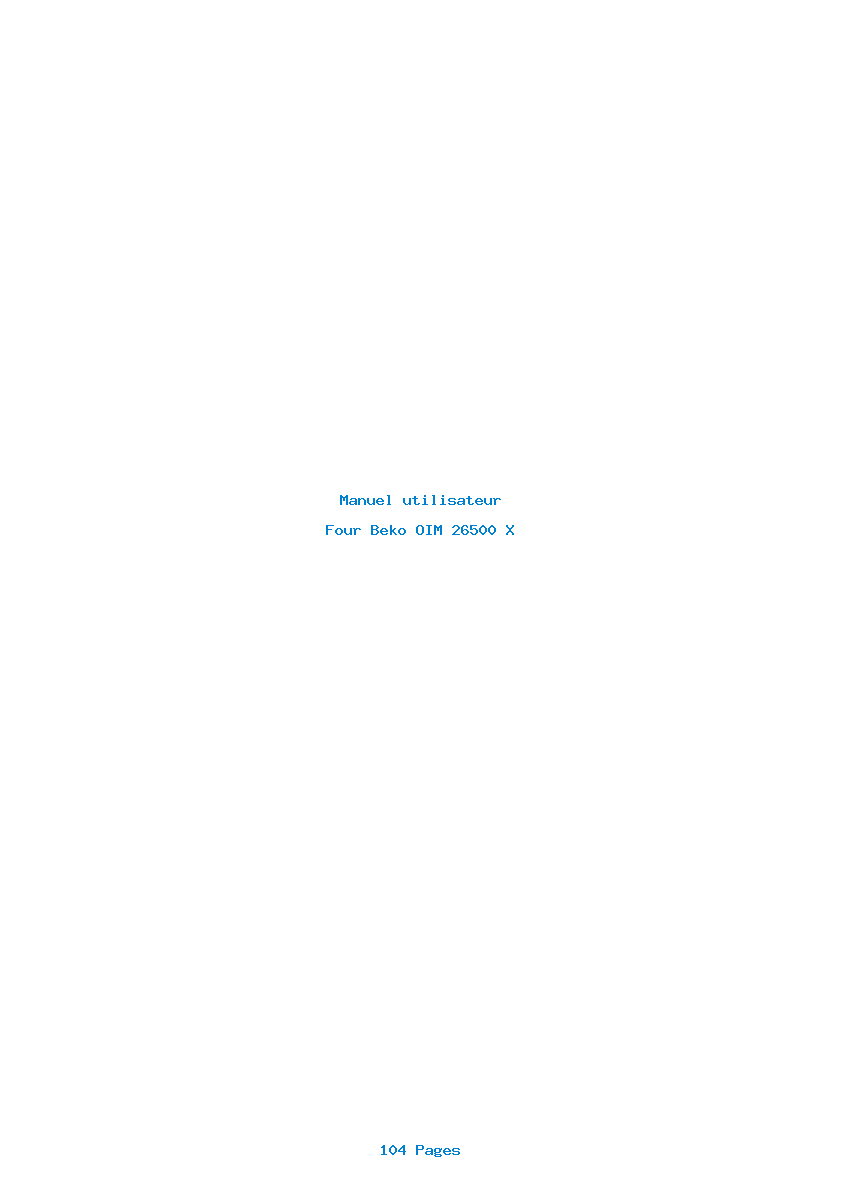 Page 1 de la notice Manuel utilisateur Beko OIM 26500 X