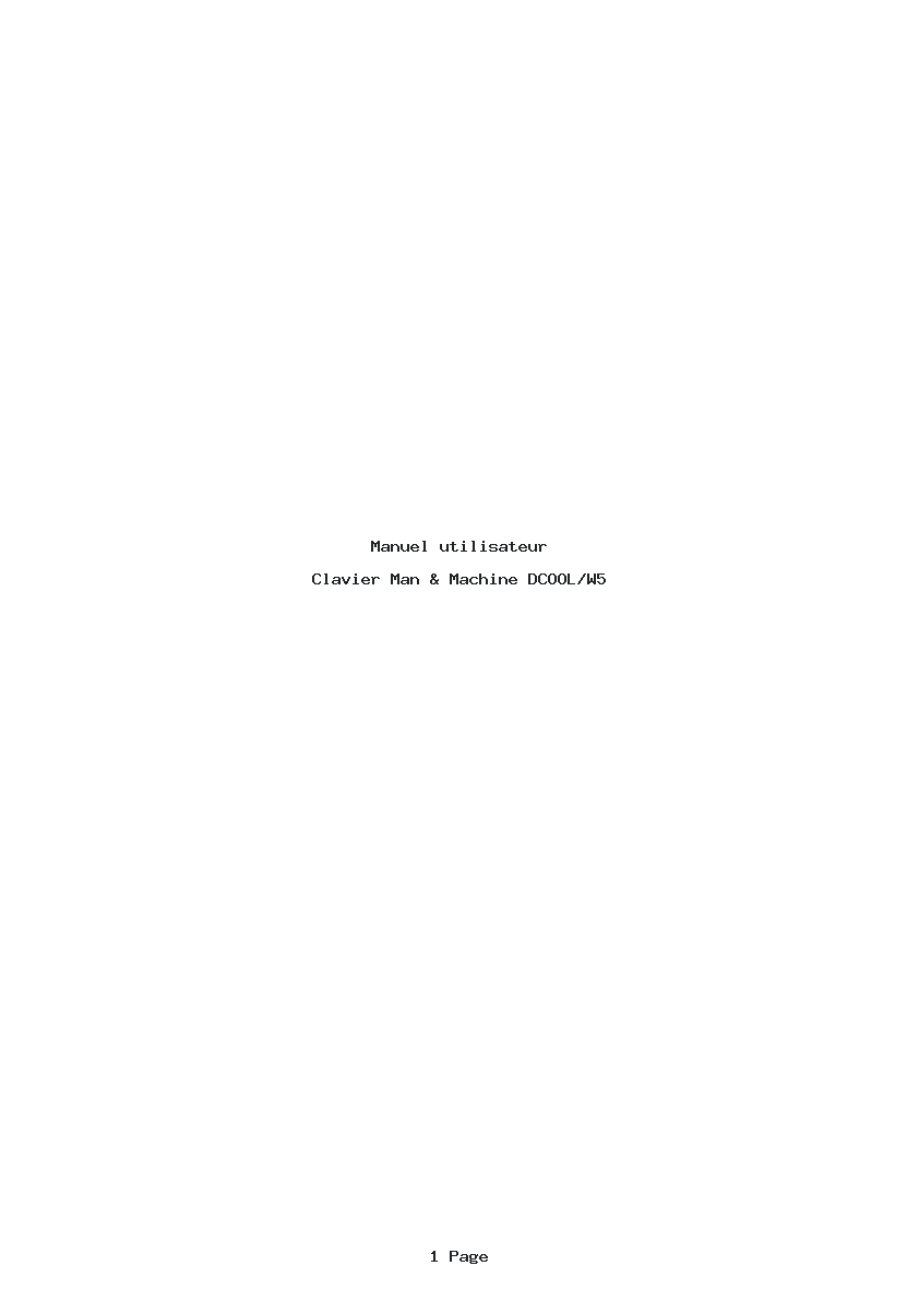 Page 1 de la notice Manuel utilisateur Man & Machine DCOOL/W5
