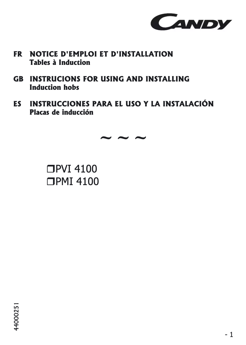 Page 1 of the manual User Manual Candy PMI 4100 N