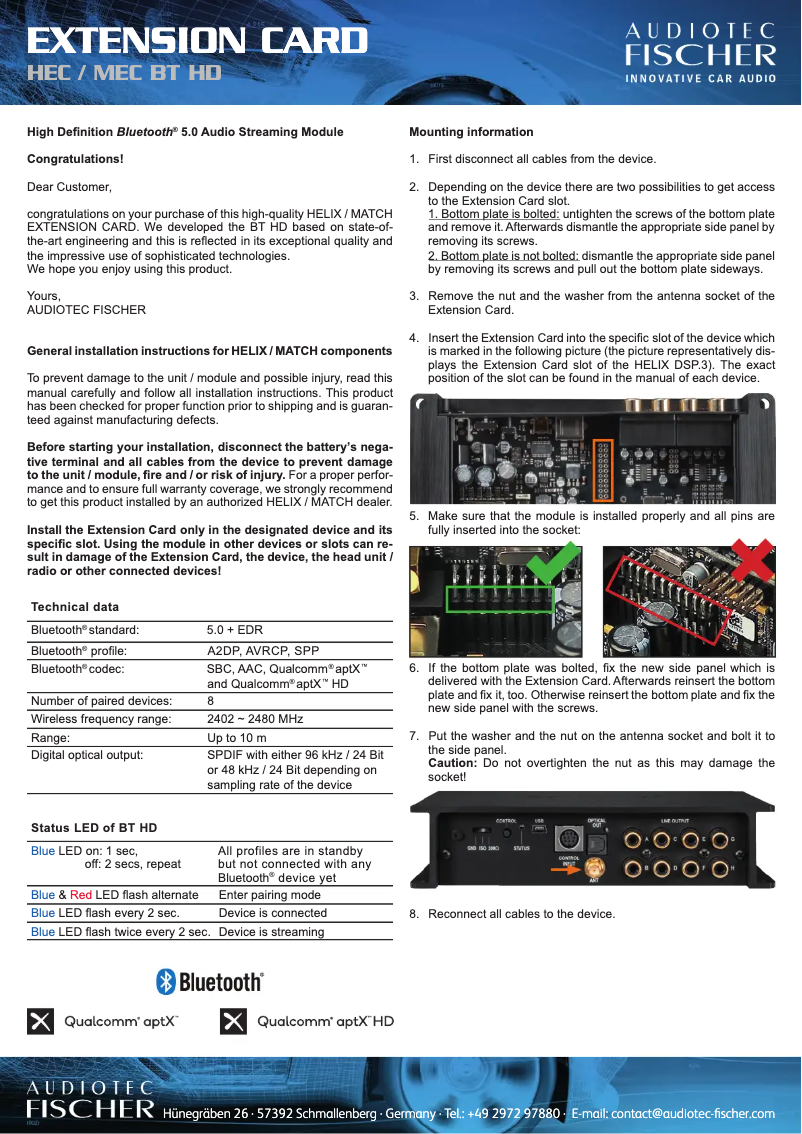 Page 1 de la notice Manuel utilisateur Match UP 7DSP