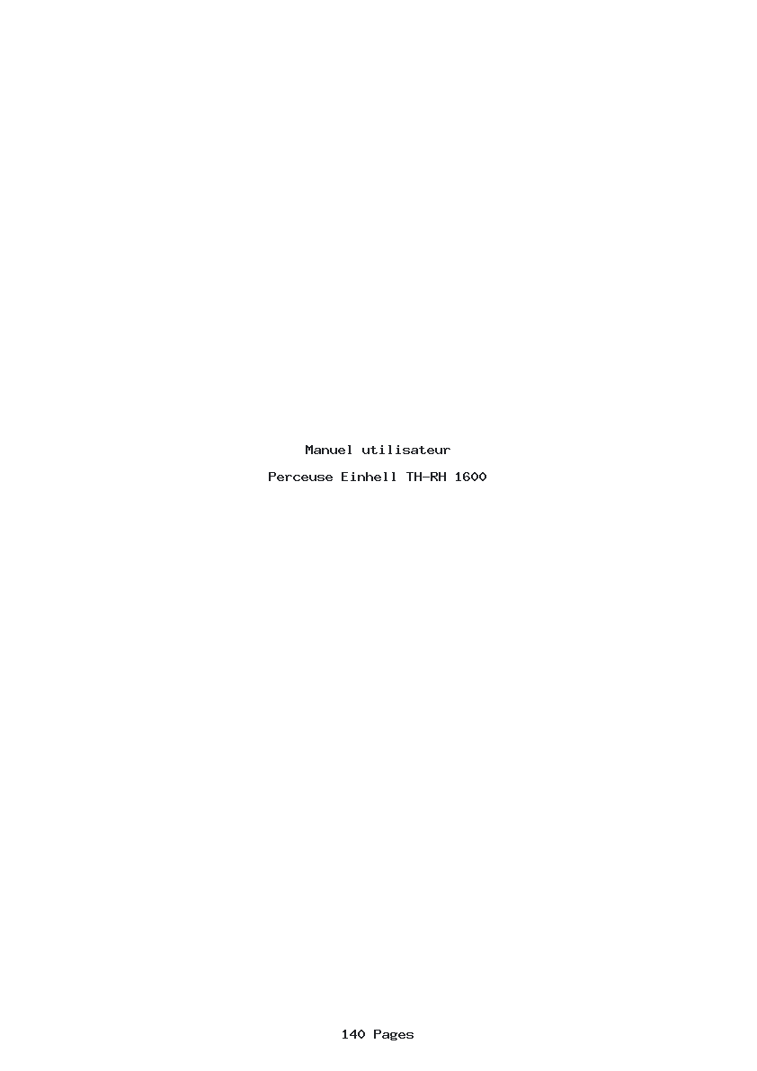 Page 1 de la notice Manuel utilisateur Einhell TH-RH 1600