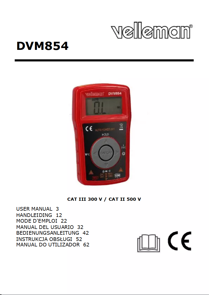 Page 1 de la notice Manuel utilisateur Velleman DVM854