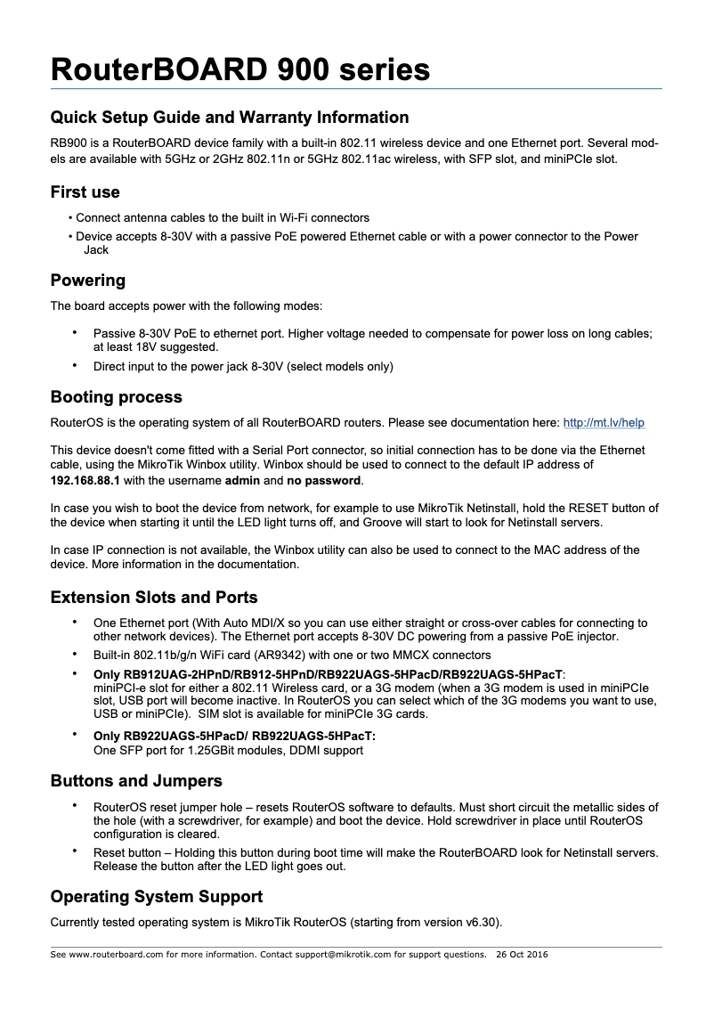 Page 1 de la notice Mode d'emploi Mikrotik RB912UAG-5HPND