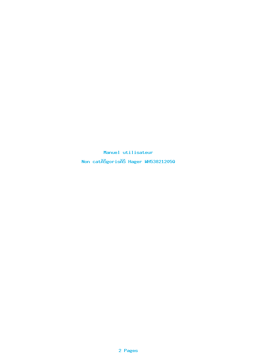 Page 1 de la notice Manuel utilisateur Hager WH53821205Q