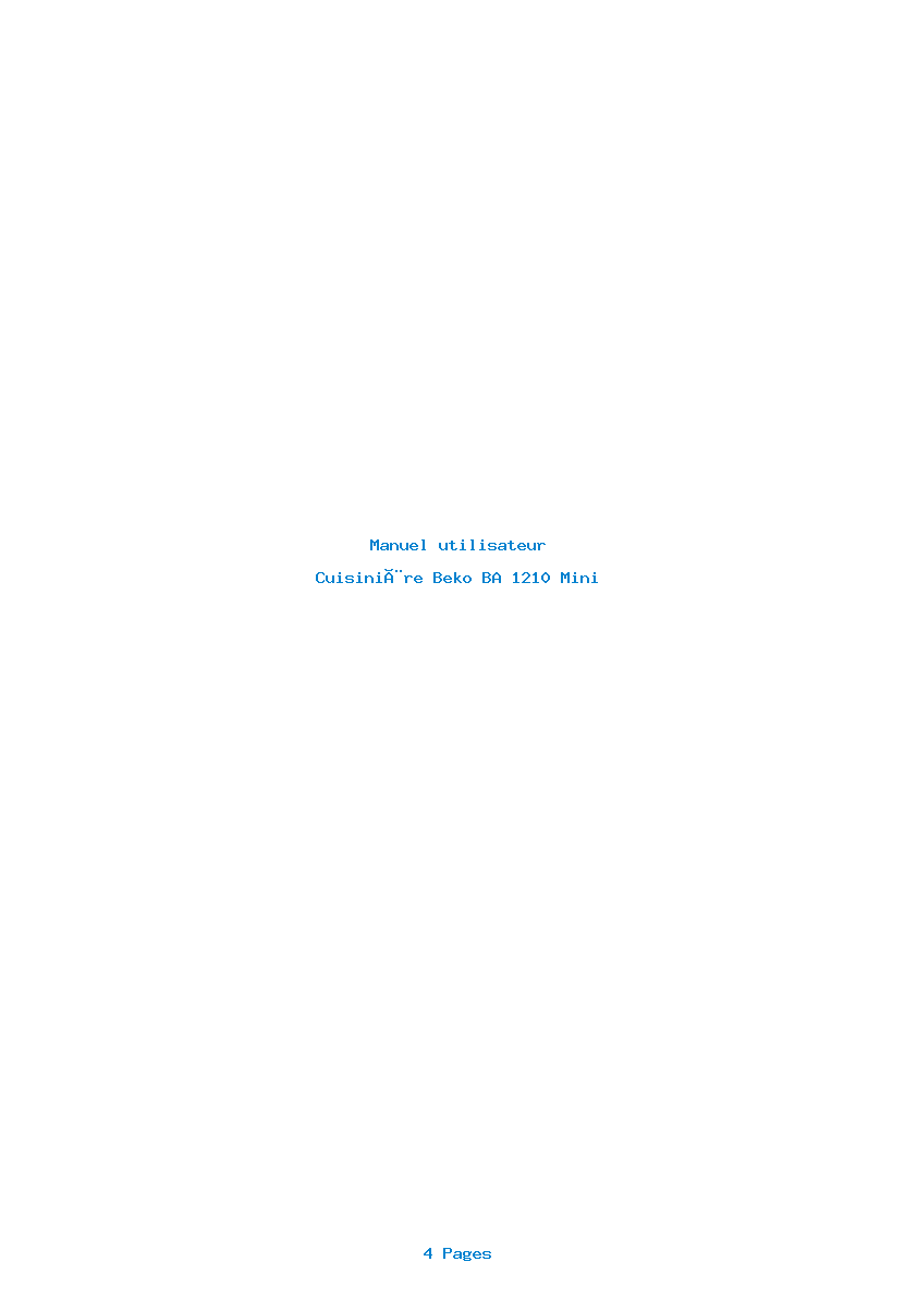 Page 1 de la notice Manuel utilisateur Beko BA 1210 Mini