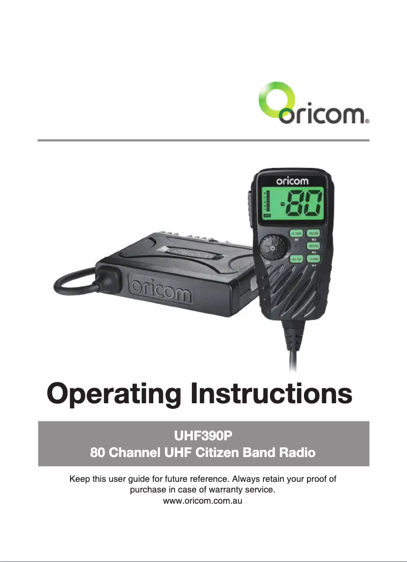 Page 1 de la notice Manuel utilisateur Oricom UHF390P