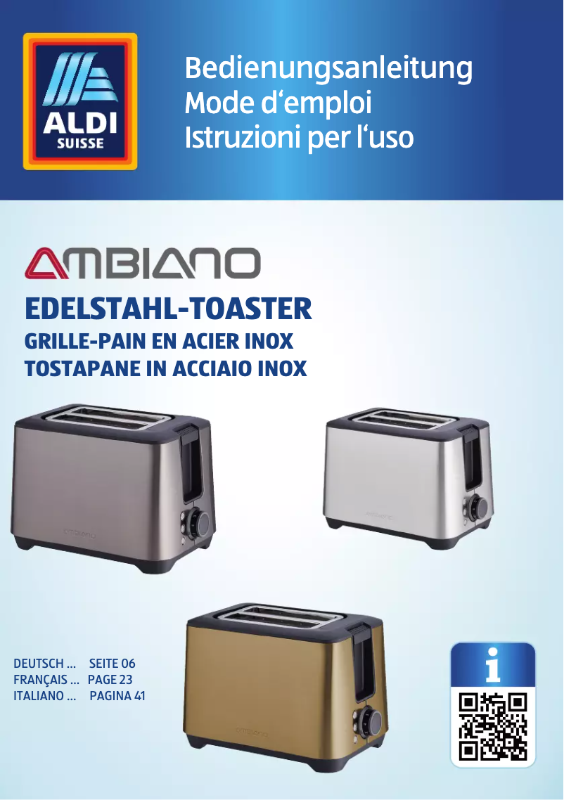 Page 1 de la notice Manuel utilisateur Ambiano GT-Tds-eds-07