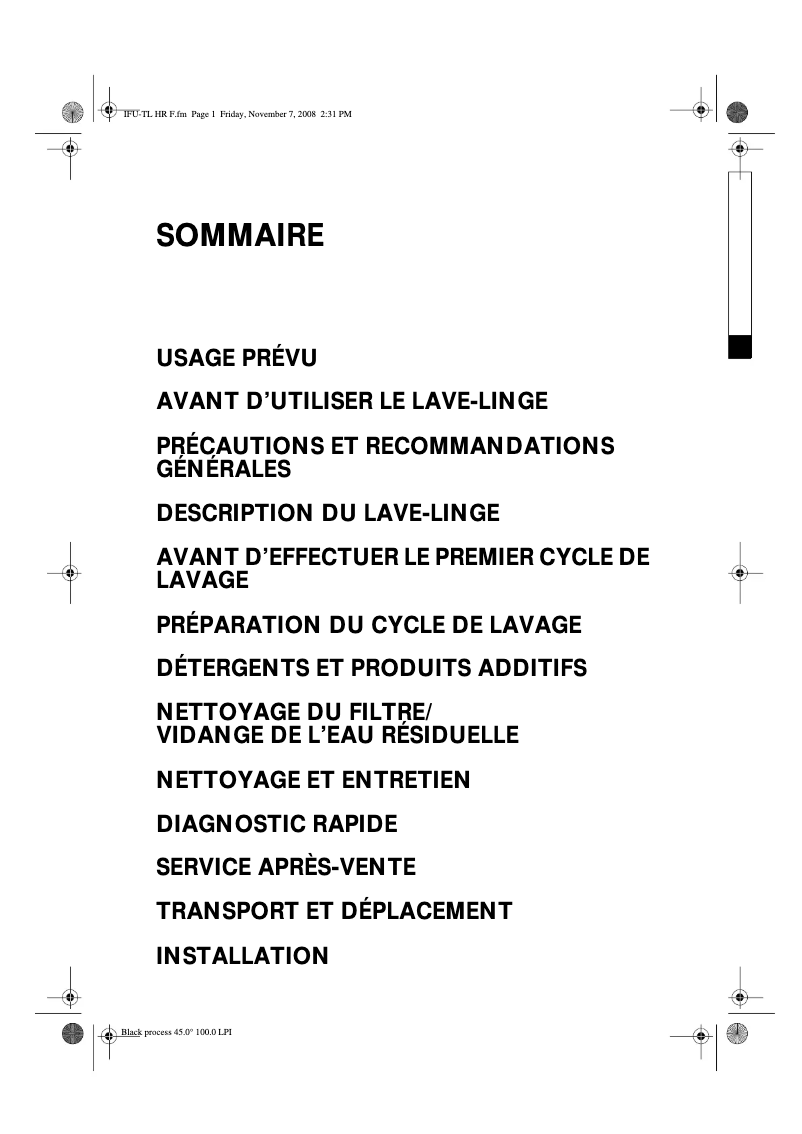 Page 1 de la notice Manuel utilisateur Whirlpool AWE 9850 GG