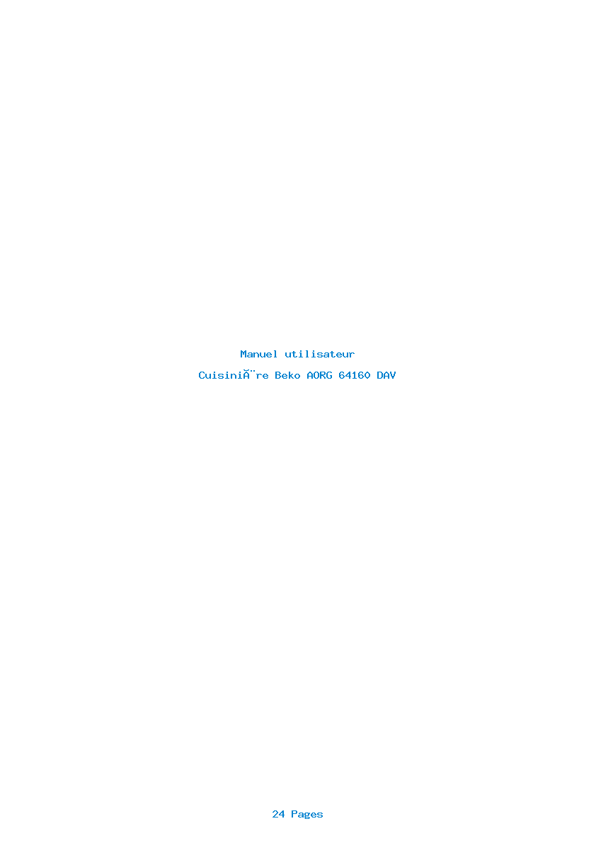 Page 1 de la notice Manuel utilisateur Beko AORG 64160 DAV