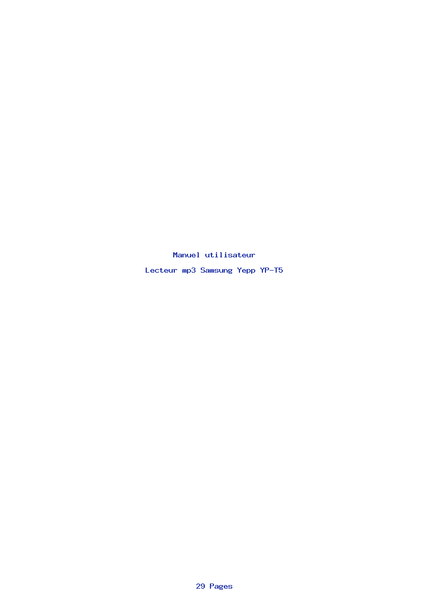 Page 1 de la notice Manuel utilisateur Samsung Yepp YP-T5