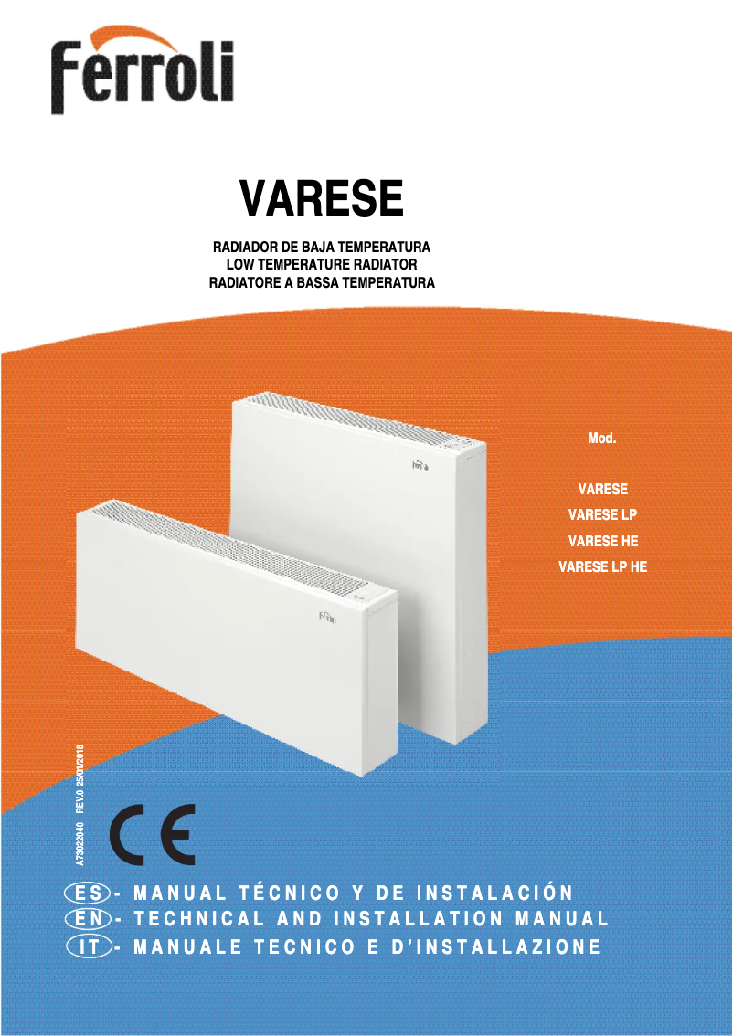 Page 1 de la notice Manuel utilisateur Ferroli Varese