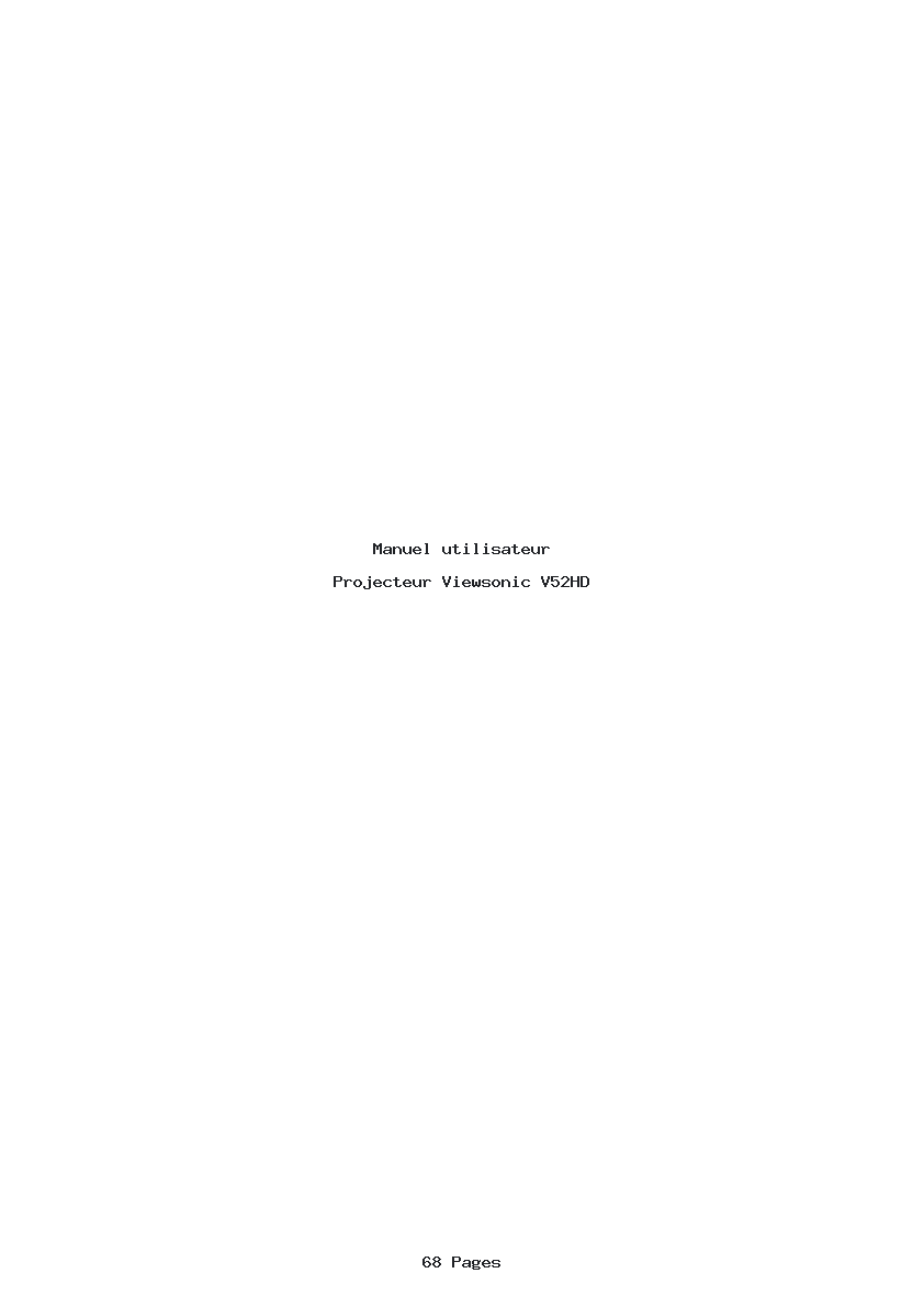 Page 1 de la notice Manuel utilisateur Viewsonic V52HD