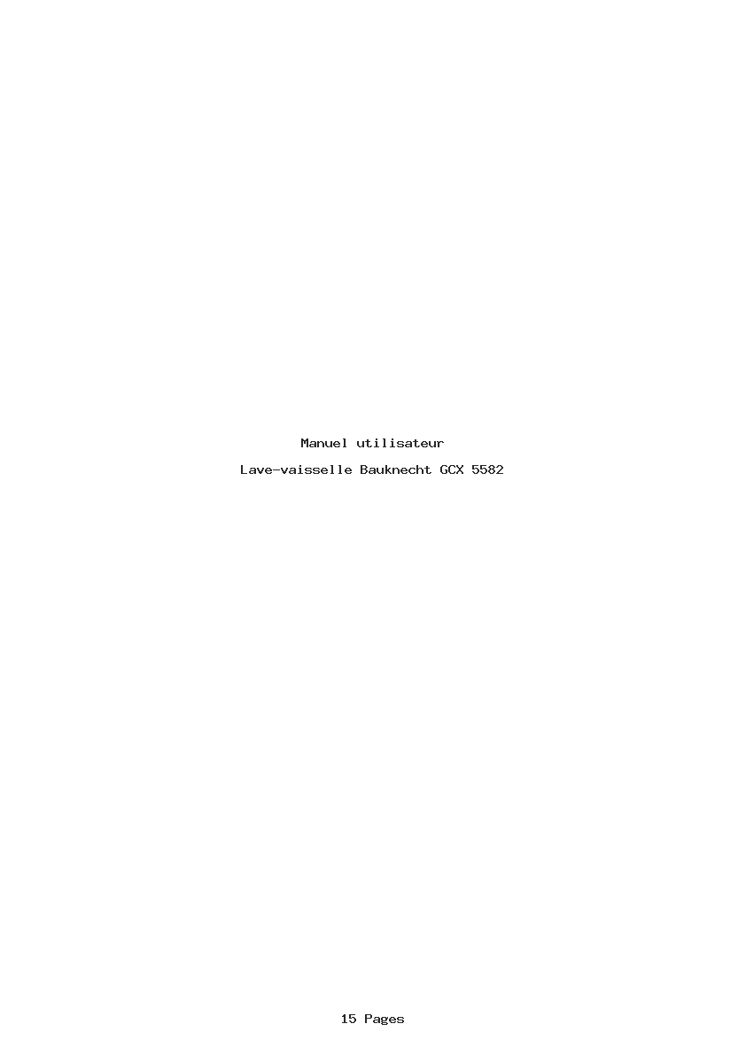 Page 1 de la notice Manuel utilisateur Bauknecht GCX 5582