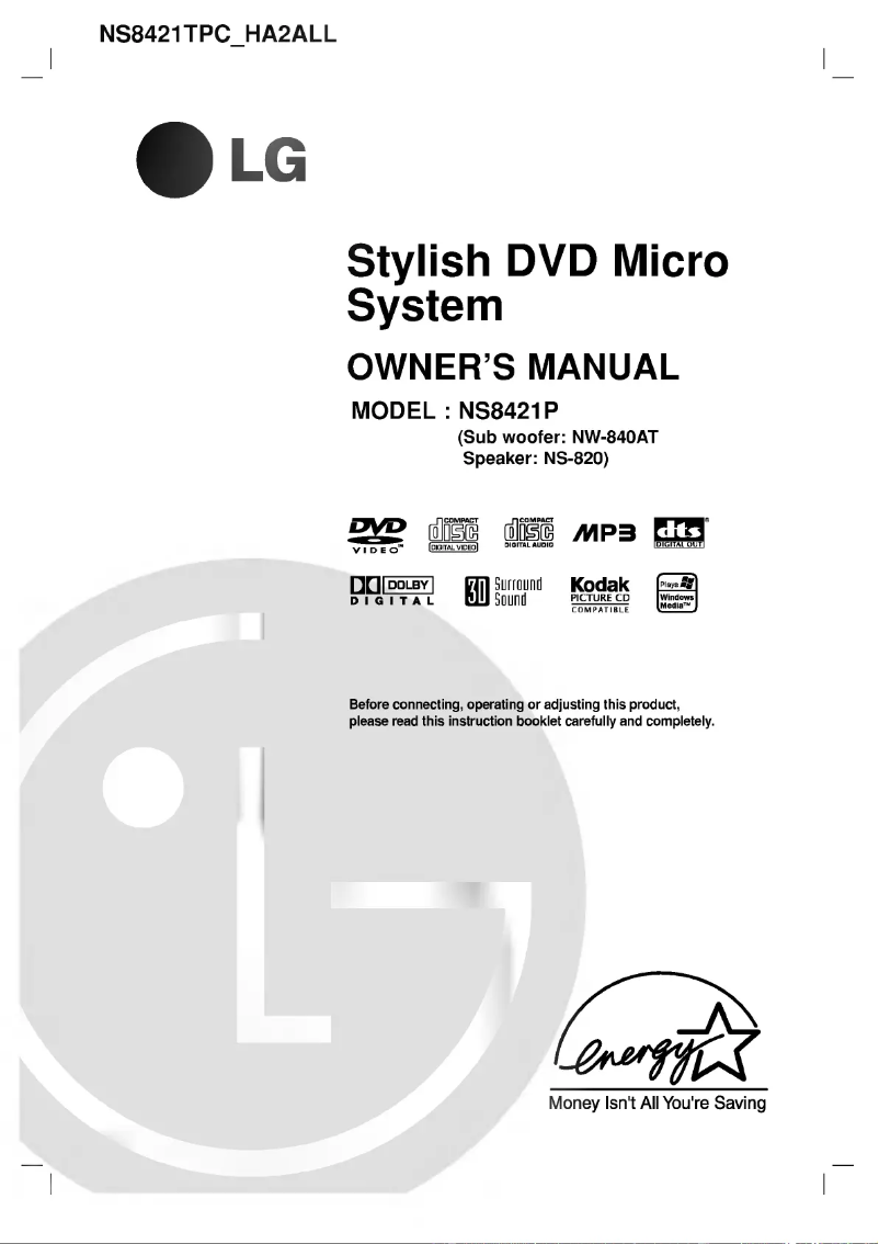 Page 1 de la notice Manuel utilisateur LG NS8421P