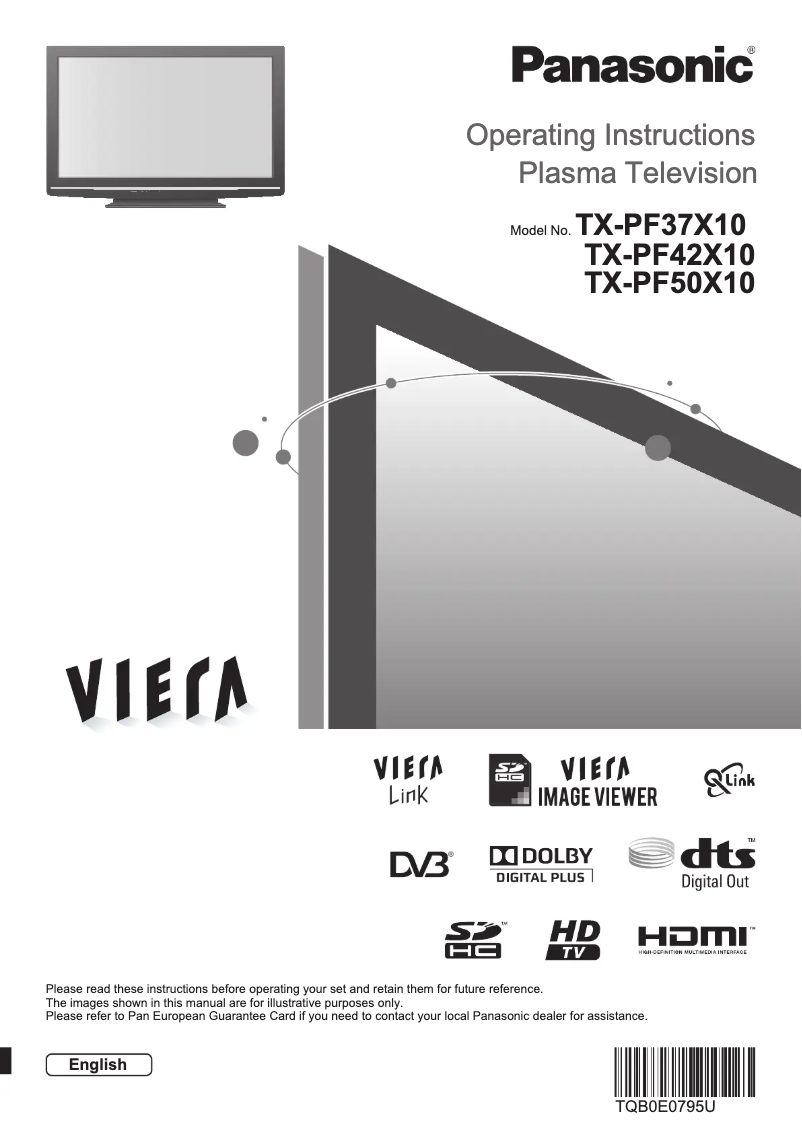 Page 1 of the manual User Manual Panasonic Viera TX-PF37X10