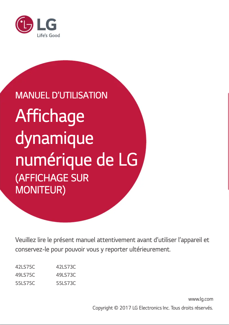 Page 1 de la notice Manuel utilisateur LG 49LS75C-B
