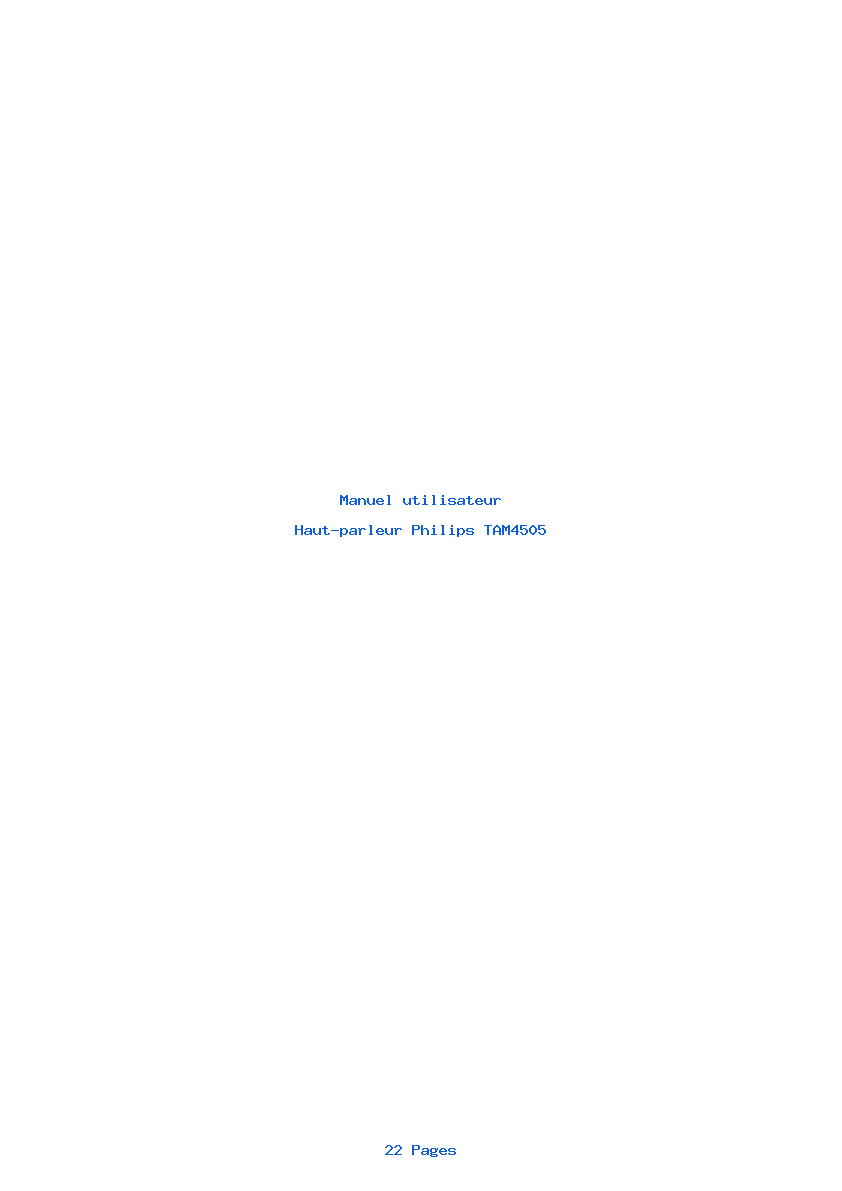 Page 1 de la notice Manuel utilisateur Philips TAM4505