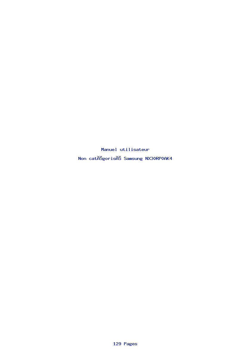 Page 1 de la notice Manuel utilisateur Samsung NX30RP0AK4