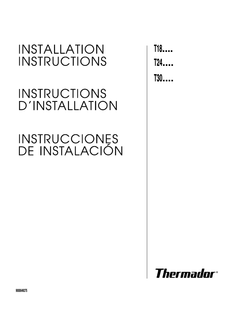 Página 1 del manual Guía de instalación Thermador T30IR800SP