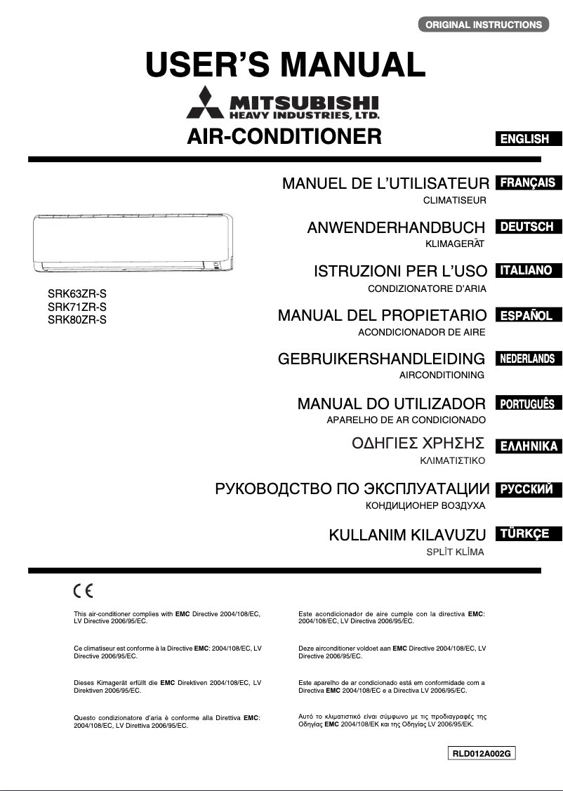 Page 1 de la notice Manuel utilisateur Mitsubishi RLD012A002G