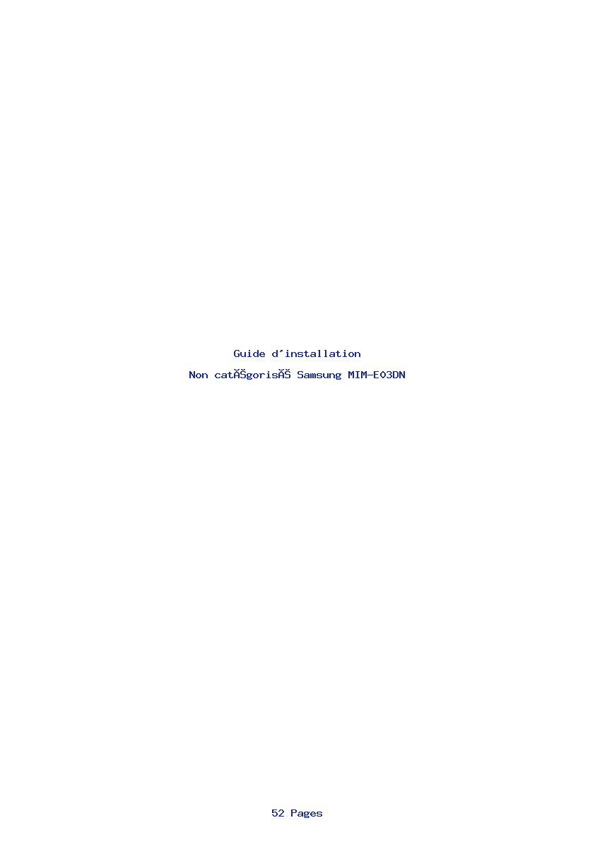 Page 1 de la notice Guide d'installation Samsung MIM-E03DN