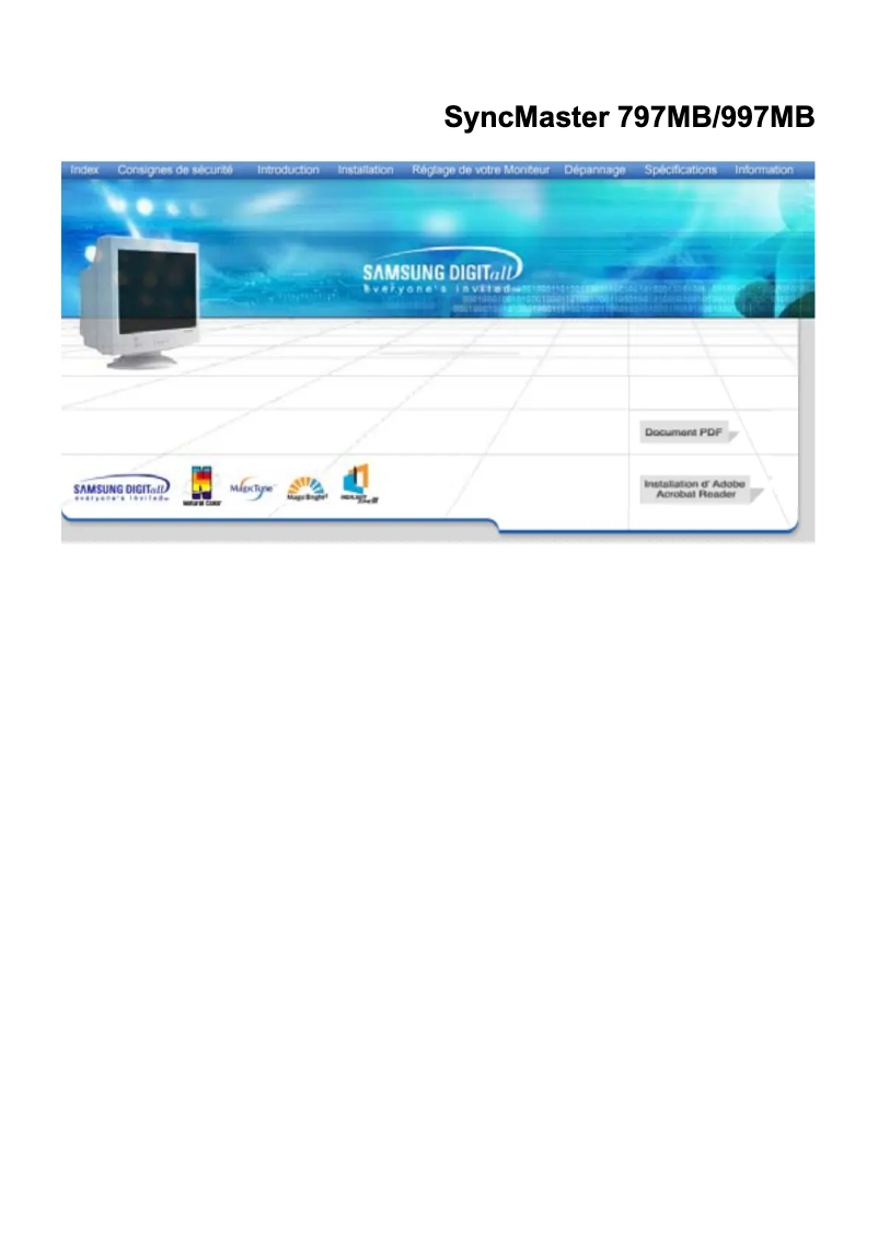 Page 1 de la notice Manuel utilisateur Samsung SyncMaster 997MB