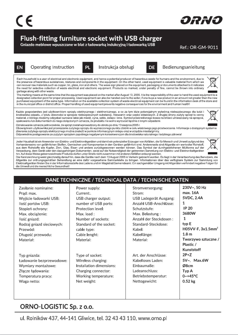 Página 1 del manual Manual de usuario ORNO OR-GM-9011