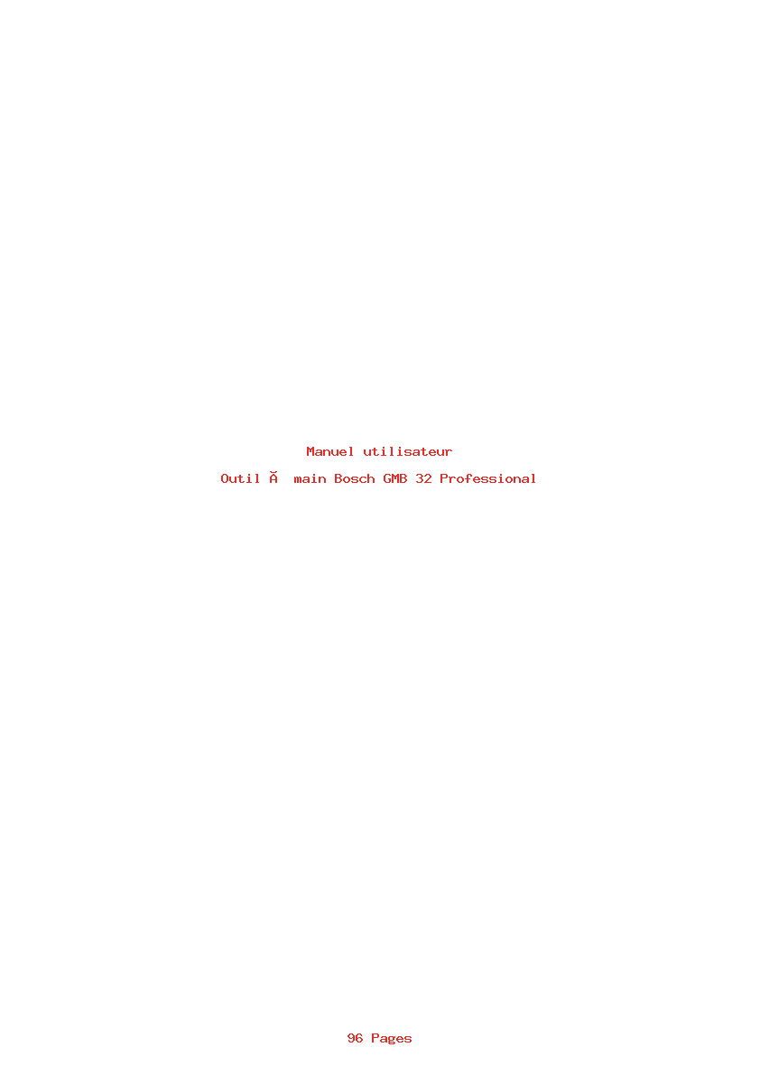 Page 1 de la notice Manuel utilisateur Bosch GMB 32 Professional