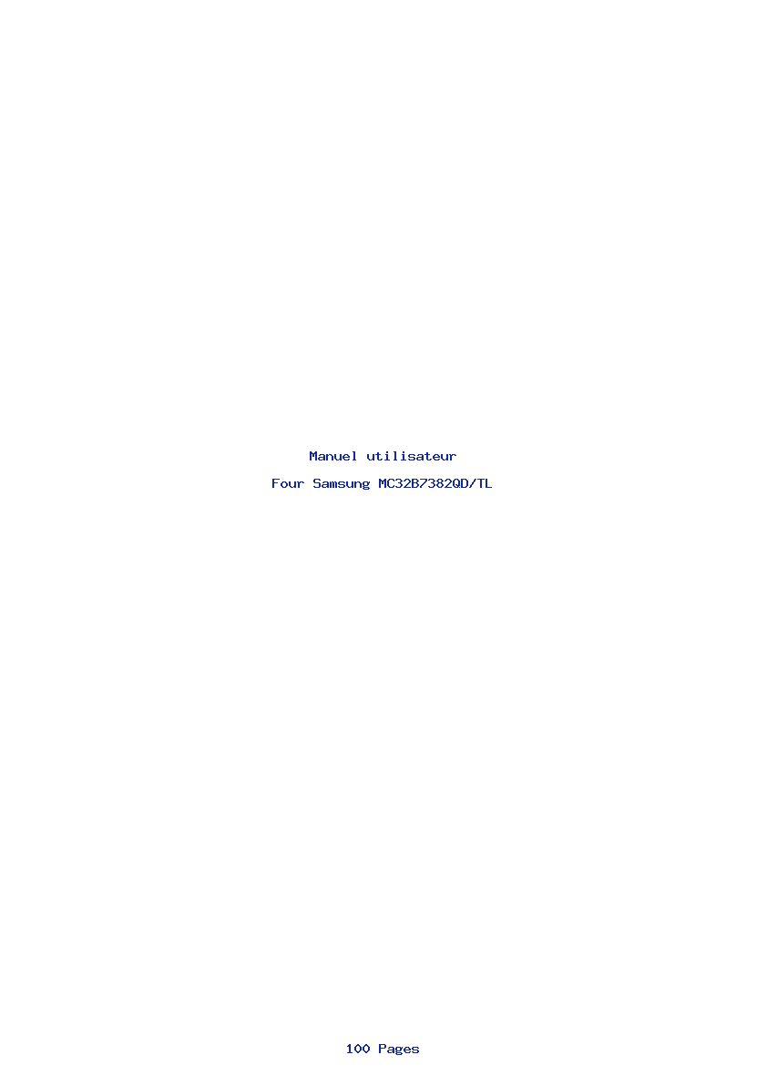Page 1 de la notice Manuel utilisateur Samsung MC32B7382QD/TL