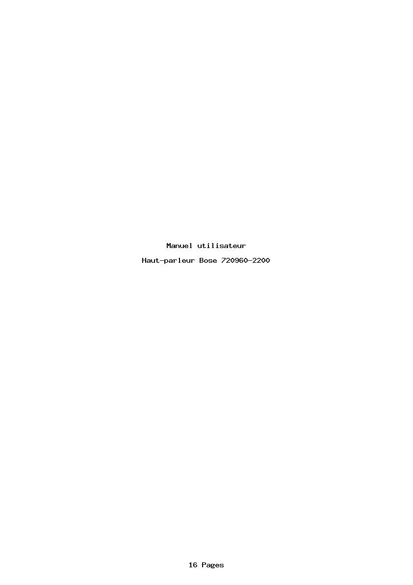 Page 1 de la notice Manuel utilisateur Bose 720960-2200