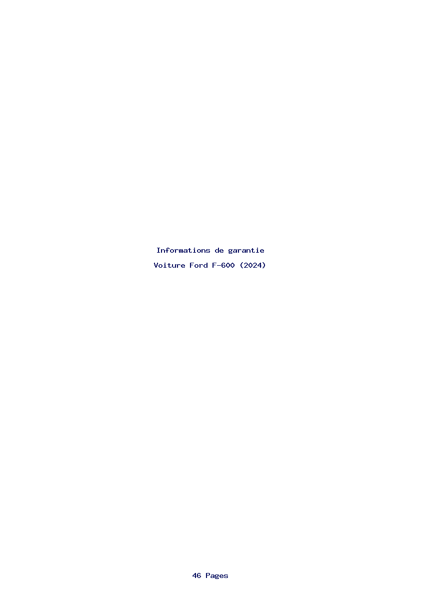Page 1 de la notice Informations de garantie Ford F-600 (2024)