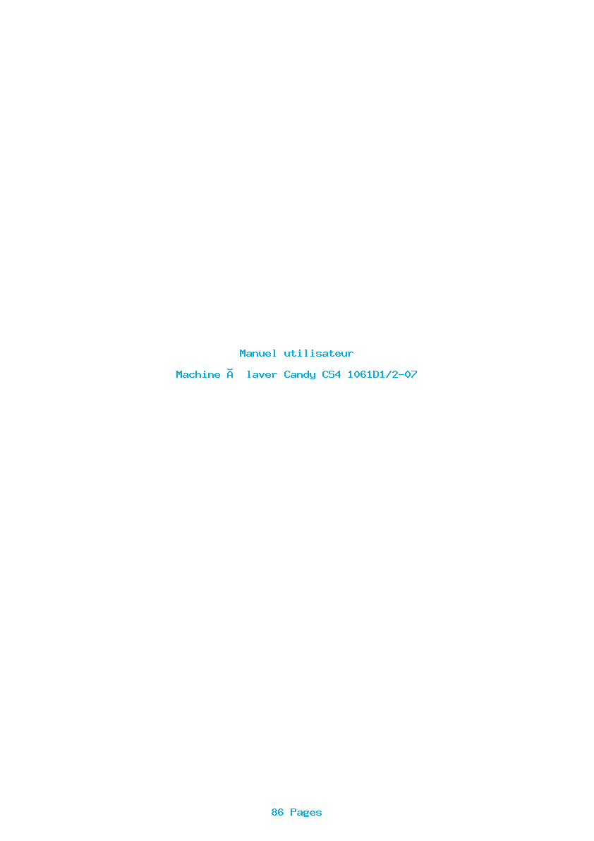 Page 1 de la notice Manuel utilisateur Candy CS4 1061D1/2-07