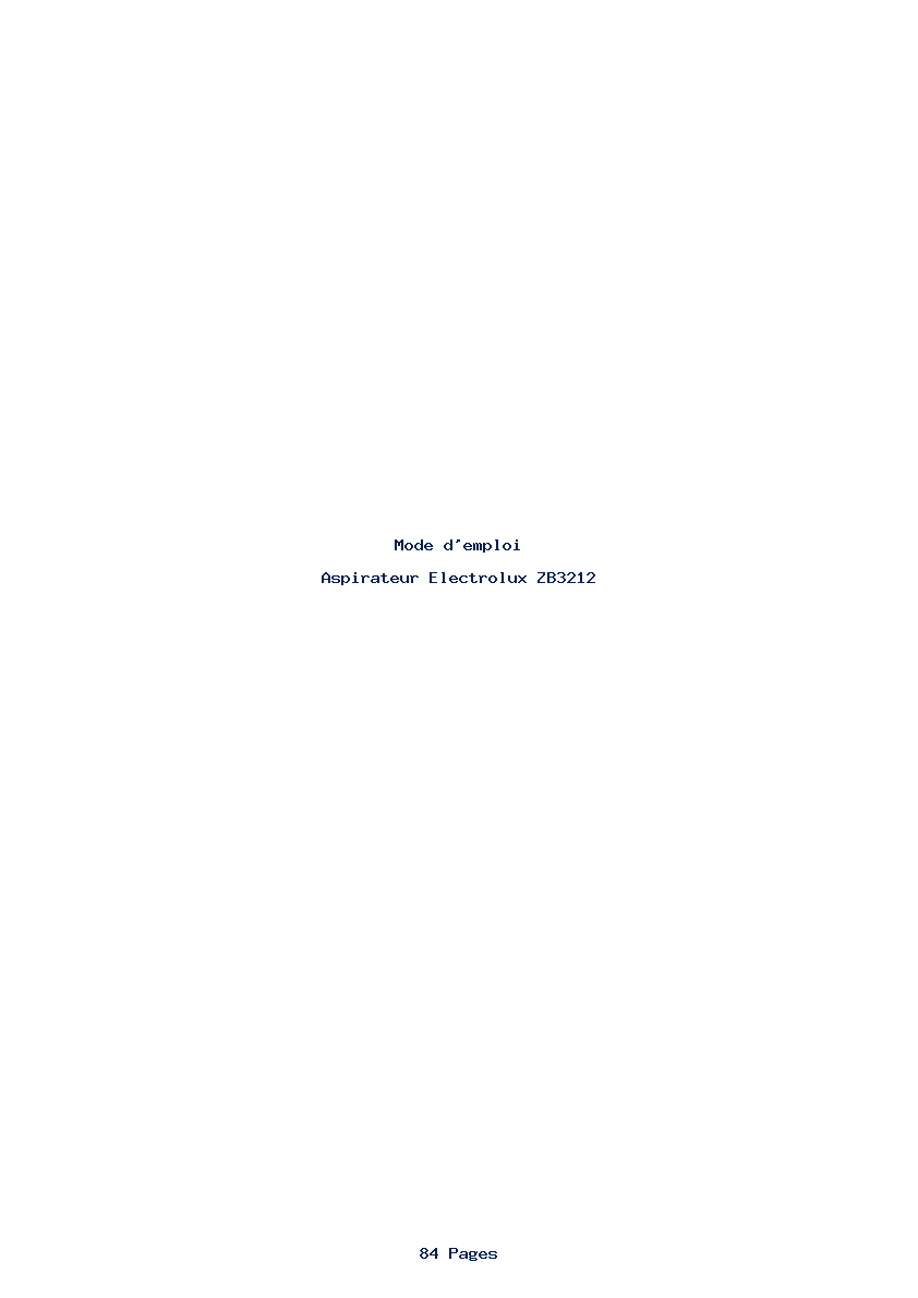Page 1 de la notice Mode d'emploi Electrolux ZB3212