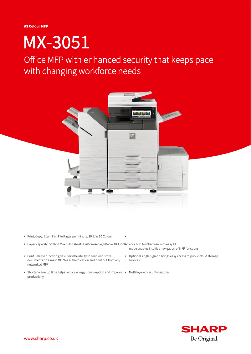 Page 1 of the manual Technical Sheet Sharp MX-3051