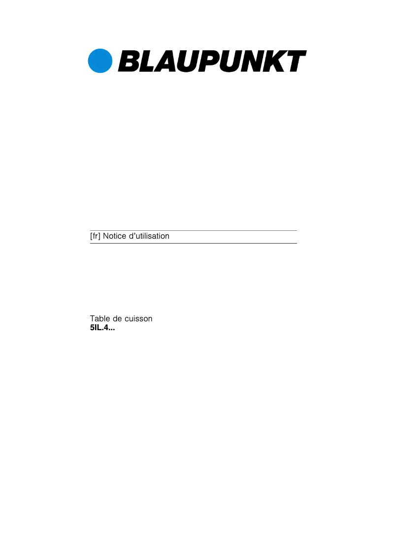 Page 1 de la notice Manuel utilisateur Blaupunkt 5IL64350