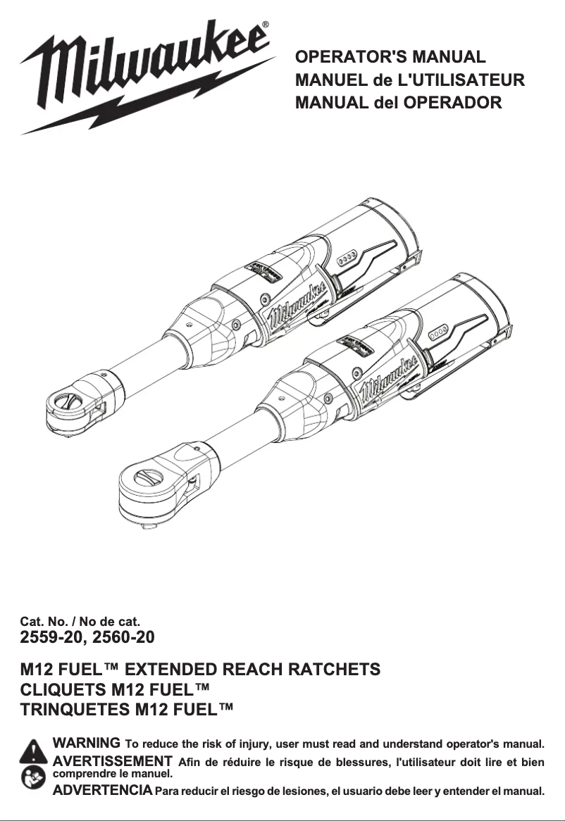 Page 1 de la notice Manuel utilisateur Milwaukee 2560-20