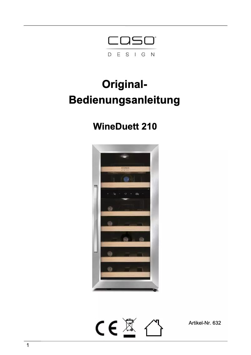 Página 1 del manual Manual de usuario Caso WineDuett 210