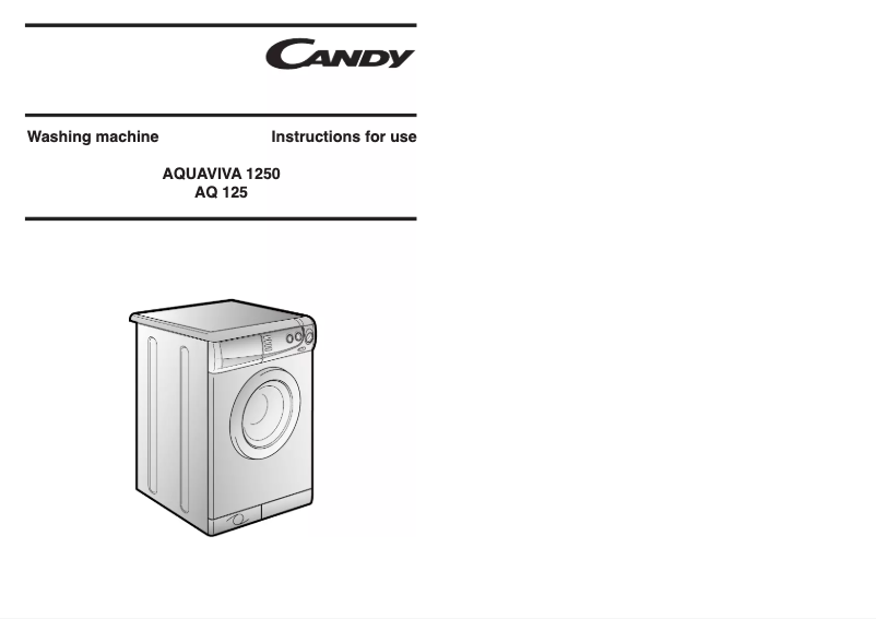 Page 1 of the manual User Manual Candy LB AQUAVIVA 125 T UK