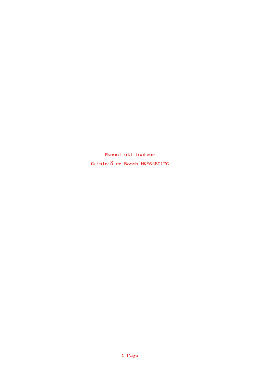 Page 1 de la notice Manuel utilisateur Bosch NKF645G17C