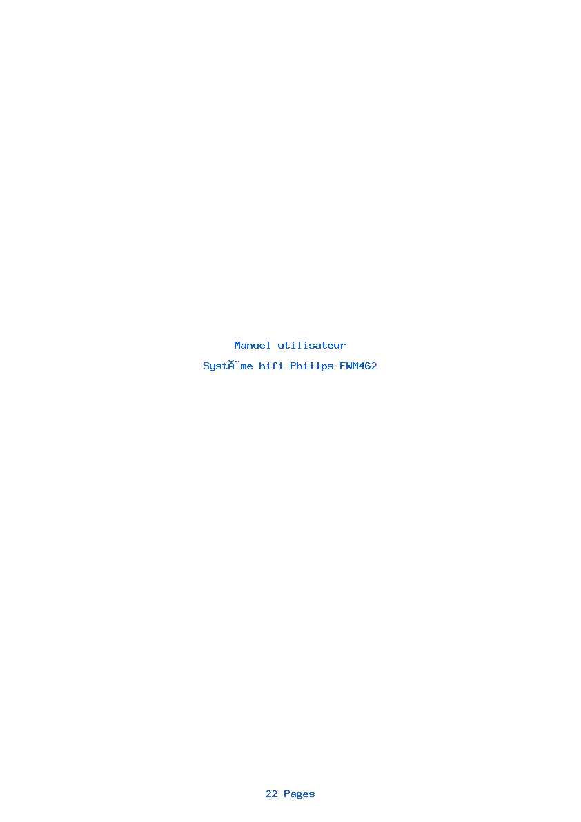 Page 1 de la notice Manuel utilisateur Philips FWM462