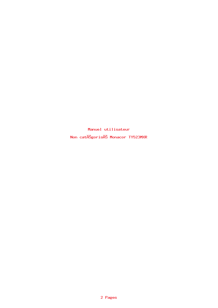 Page 1 de la notice Manuel utilisateur Monacor TY523MXR