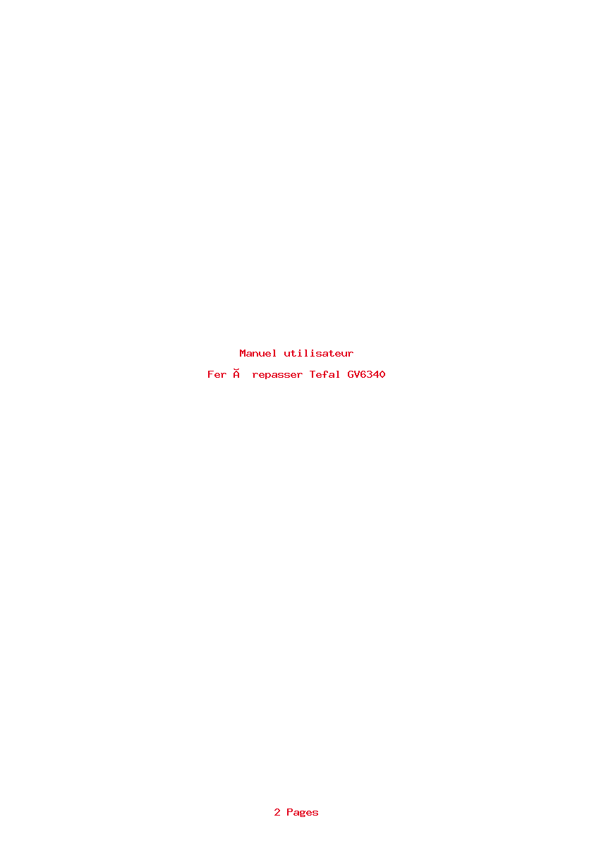Page 1 de la notice Manuel utilisateur Tefal GV6340