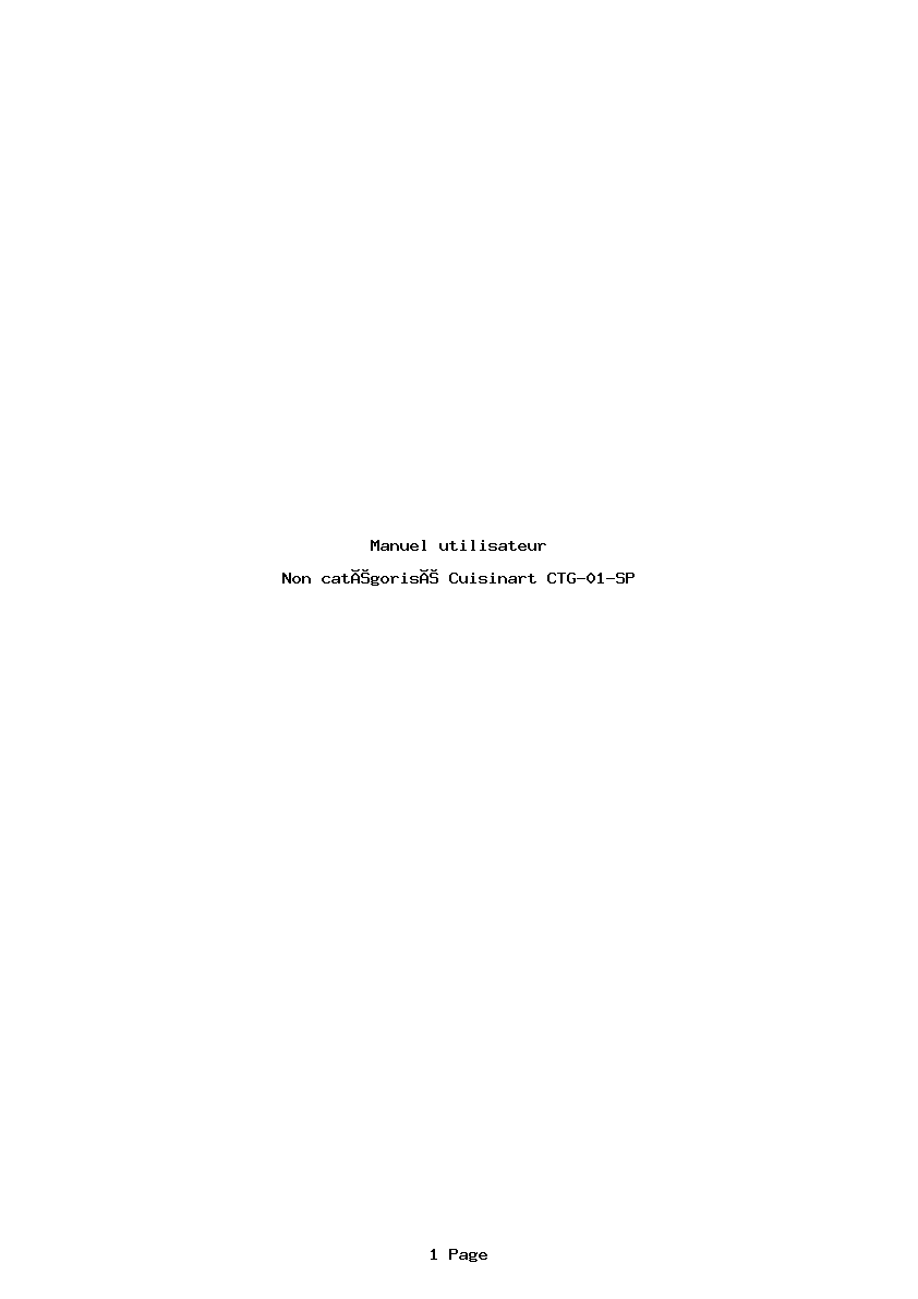 Page 1 de la notice Manuel utilisateur Cuisinart CTG-01-SP