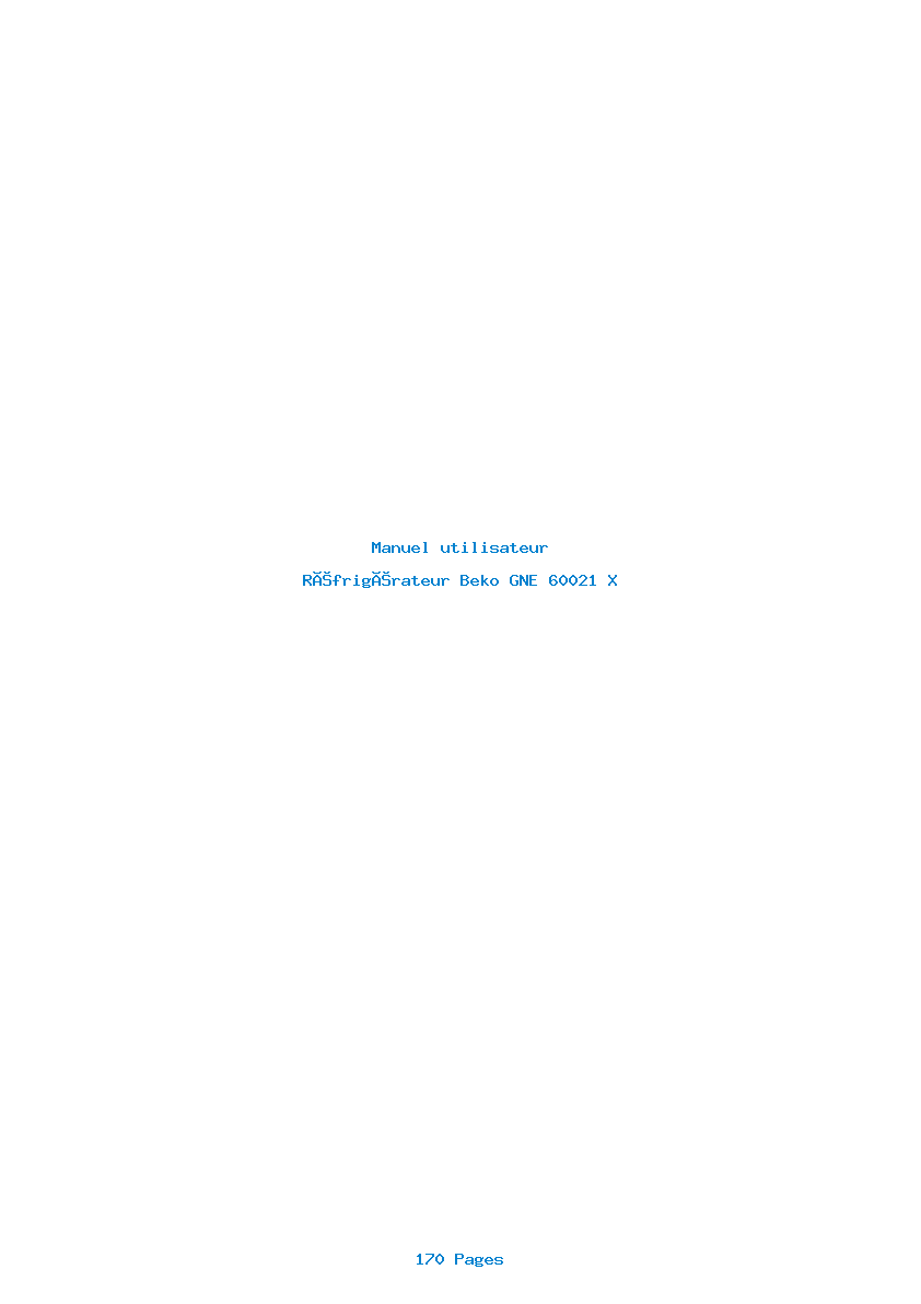 Page 1 de la notice Manuel utilisateur Beko GNE 60021 X