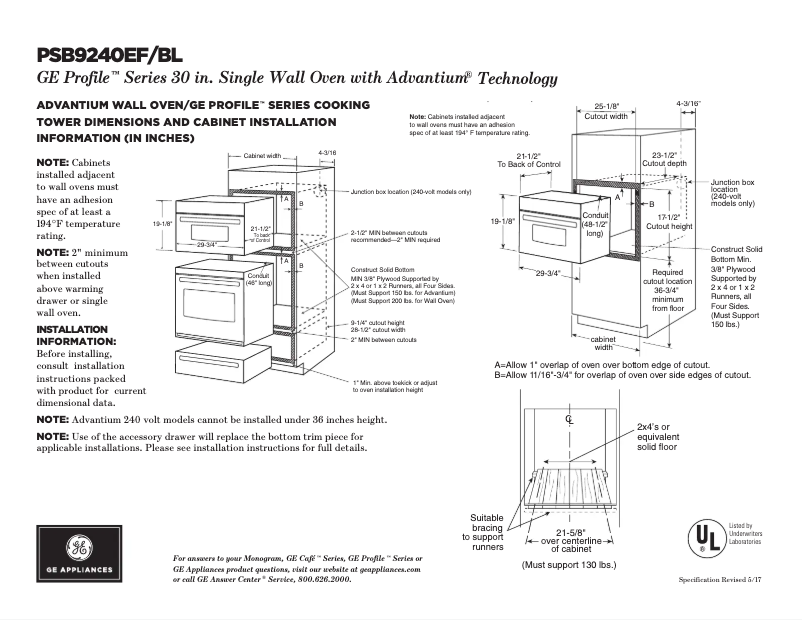 Page 1 de la notice Fiche technique GE Profile PSB9240BLTS